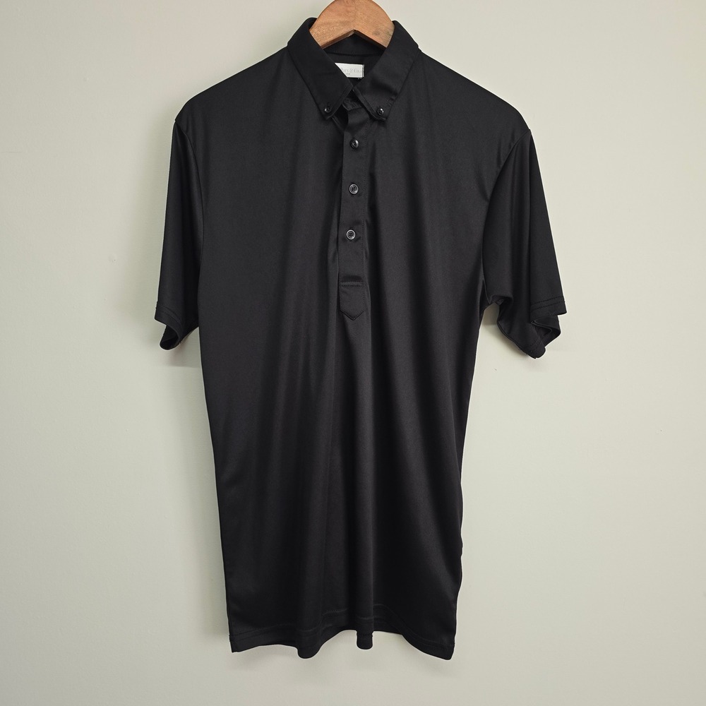 Collars & Co Polo Mens Large Black Short Sleeve Button Down Collar Dress Minimal